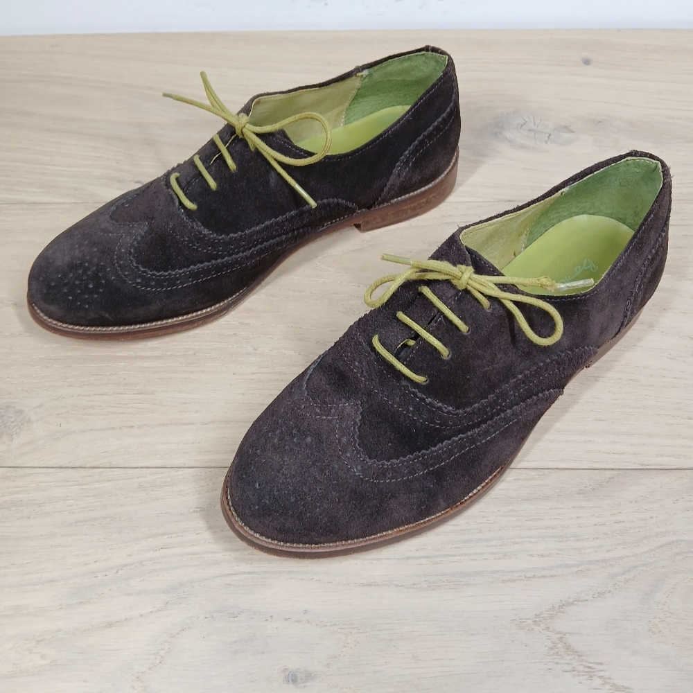 Boden Oxford Brogue Men's 8.5 Lace Up Shoes Brown Leather Suede Lace Up - Picture 2 of 14